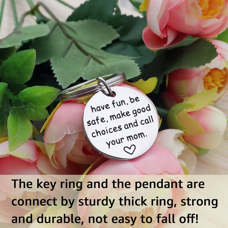 SOSOHOME Have Fun, Be Safe, Make Good Choices and Call Your Mom, Stainless Steel Keychain, New Driver or Graduation Key Ring Gifts - Image 5